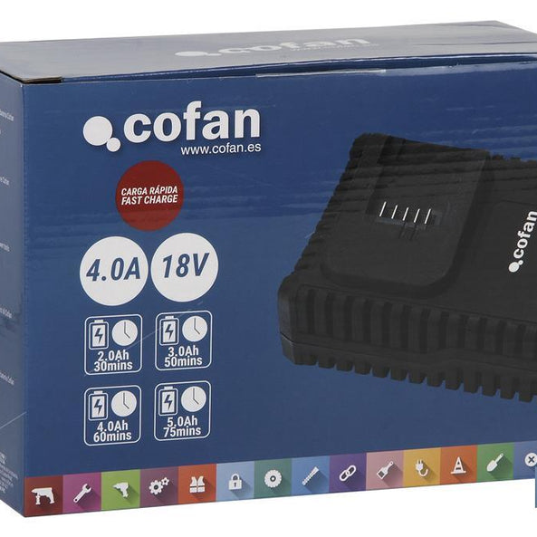 Cargador 18V 4,0A Cofan, Carga Ultrar­rápida con Protección Inteligente
